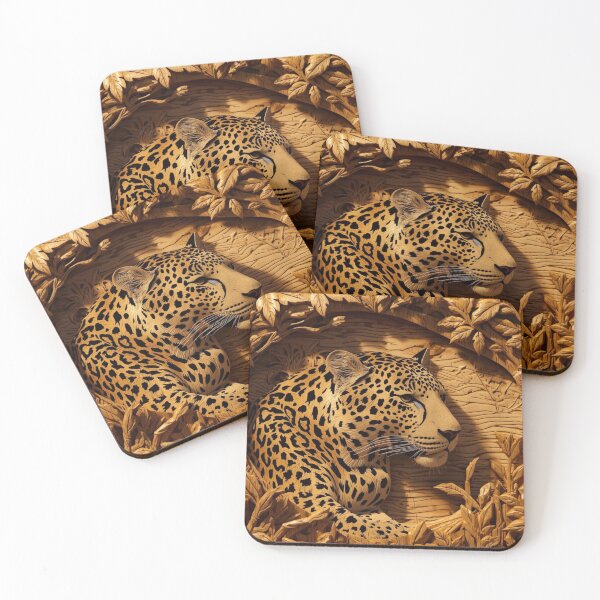 Item preview, Jungle Carving Art Majestic Jaguar Wood Relief  designed and sold by SavannaStrikes.