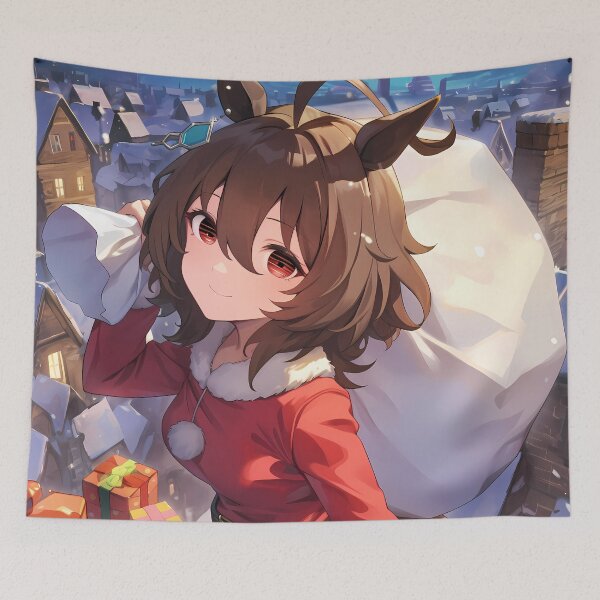 Item preview, Agnes Tachyon Christmas Santa Claus Uma Musume Pretty Derby Winter Snow Town Anime Girl designed and sold by HumbertoValveno.