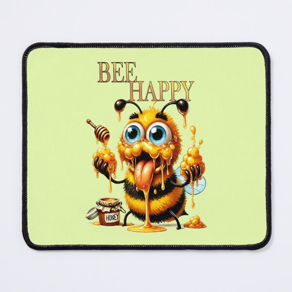 Item preview, Bee happy, cartoon honey bee with loads of honey designed and sold by LoneAngel.