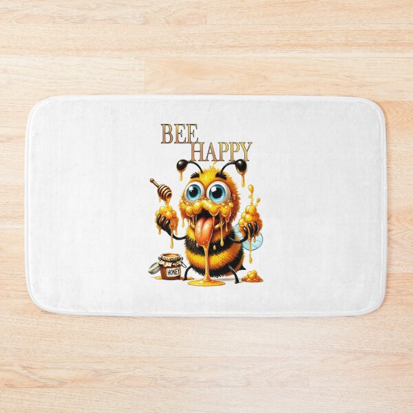 Item preview, Bee happy, cartoon honey bee with loads of honey designed and sold by LoneAngel.