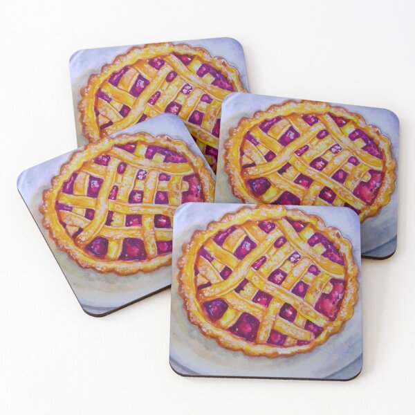Item preview, Raspberry Vegan Pie Dessert Realistic Watercolor Food Painting  designed and sold by happiartworks .