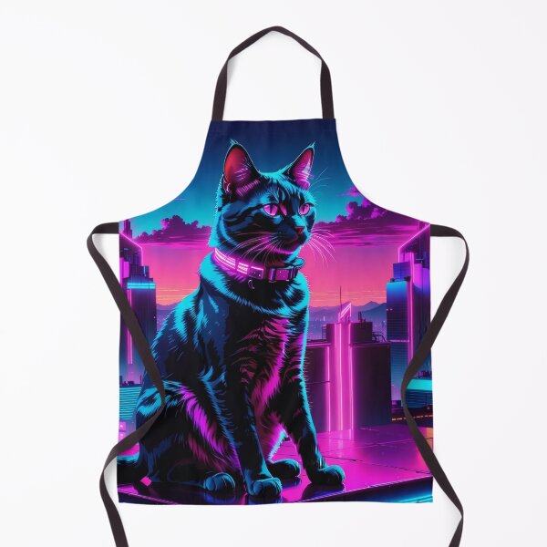 Item preview, Neon Cyberpunk Cat – Futuristic Synthwave Glow Cityscape Art designed and sold by Visualynx.