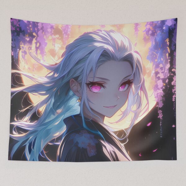 Item preview, Daki Demon Slayer Anime Girl Wisteria Moon Blossom Elegance Sakura Glow designed and sold by HumbertoValveno.