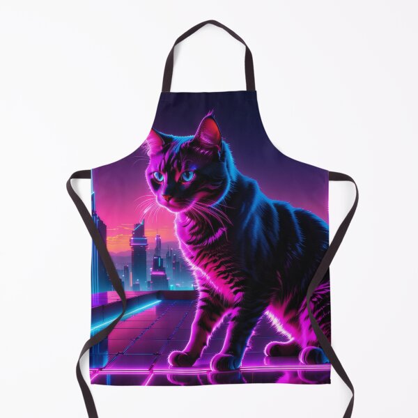 Item preview, Neon Cyberpunk Cat – Futuristic Synthwave Glow Cityscape Art designed and sold by Visualynx.