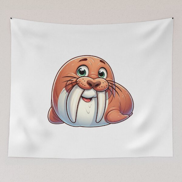 Item preview, Cute Kawaii Walrus Cartoon Sticker Design designed and sold by LunaPixelStudio.