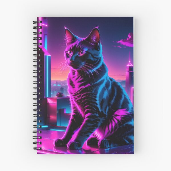 Item preview, Neon Cyberpunk Cat – Futuristic Synthwave Glow Cityscape Art designed and sold by Visualynx.