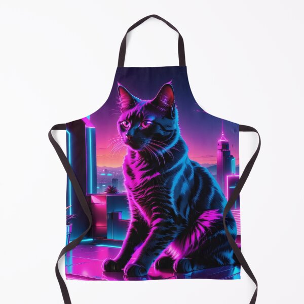 Item preview, Neon Cyberpunk Cat – Futuristic Synthwave Glow Cityscape Art designed and sold by Visualynx.