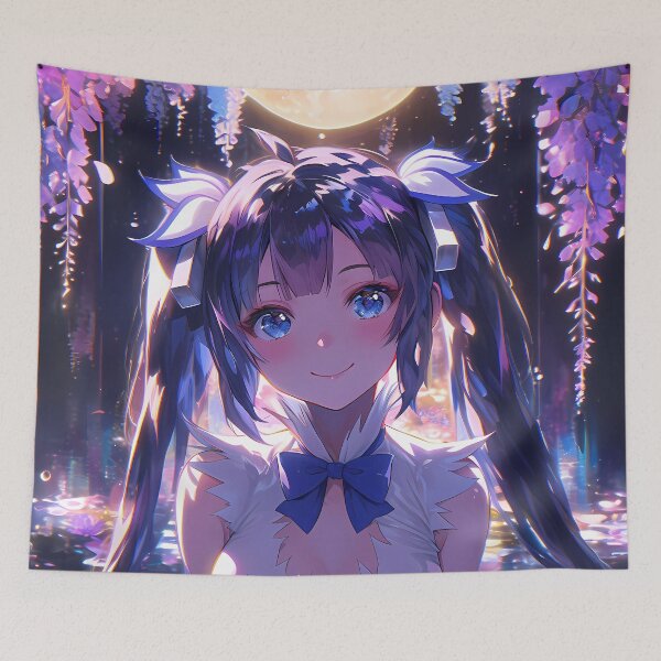 Item preview, DanMachi Hestia Wisteria Moonlight Anime Girl Radiant Blue Fantasy Glow designed and sold by HumbertoValveno.