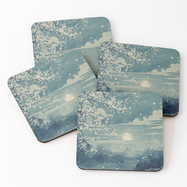 Item preview, Misty Moon Temple Grove – Ukiyo-e Night Landscape with Plum Blossoms designed and sold by Vandy Fullam.