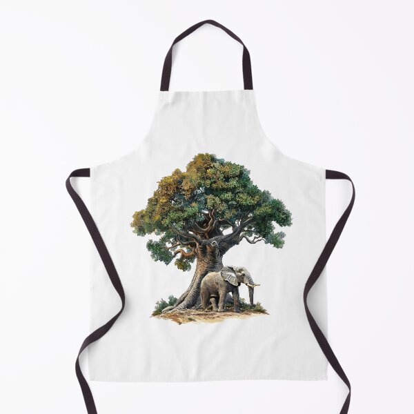 Item preview, Majestic African Elephant Illustration under a Massive Baobab Tree Wildlife Art designed and sold by MKDSN.