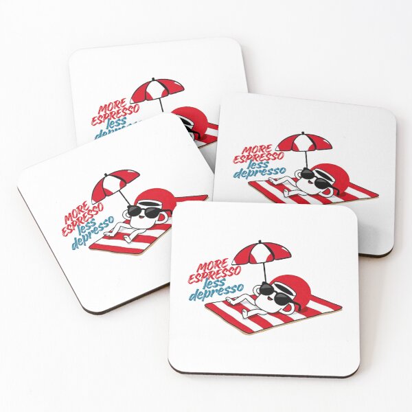 Item preview, More Espresso Less Depresso - Vintage Coffee Mascot Cartoon designed and sold by Coffee&Chaos.