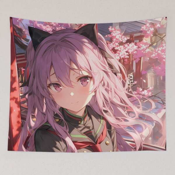 Item preview, Hiiragi Shinoa Seraph Of The End Anime Girl Cherry Blossom Japan Spring Radiance designed and sold by HumbertoValveno.