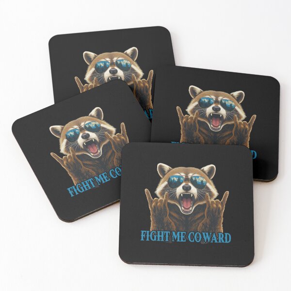 Item preview, Fight Me Coward Raccoon In Sunglasses designed and sold by TeeARTHY.