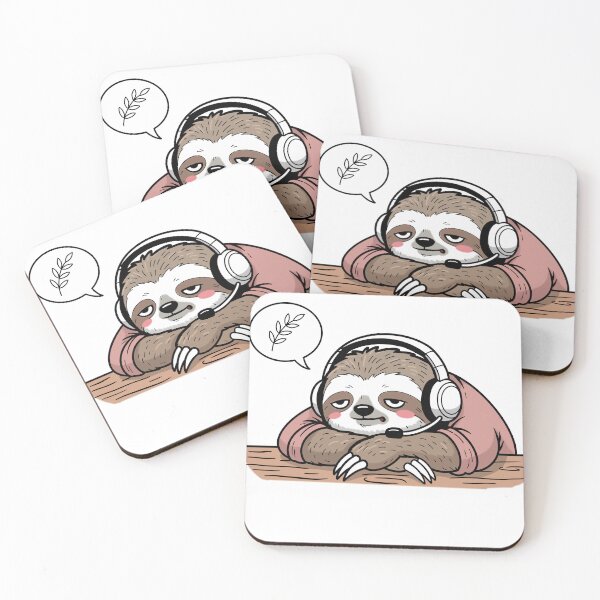 Item preview, Lazy Sloth Gamer with Headset – Cute Exhausted Sloth Cartoon designed and sold by holywarter.