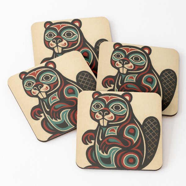 Item preview, Native American Beaver (teal and red simple) designed and sold by ProcrastCrafts.