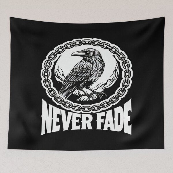 Item preview, Never Fade Raven – Gothic Bird Illustration with Chain Circle on Black Background for Dark Aesthetic designed and sold by Bright Nest Studio.