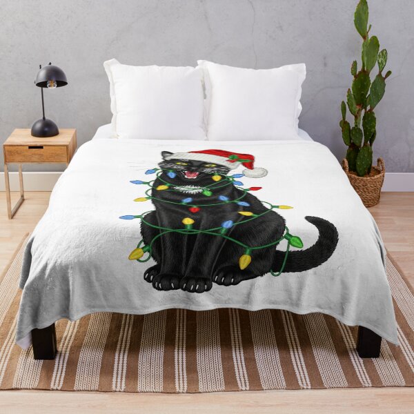 Item preview, Screaming Black Cat Christmas Lights Santa Hat designed and sold by TeeARTHY.