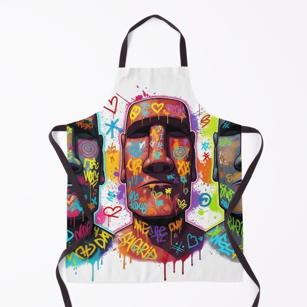 Item preview, Colorful Graffiti Moai Trio – Urban Street Art Easter Island Heads Illustration designed and sold by R-B-Colors.
