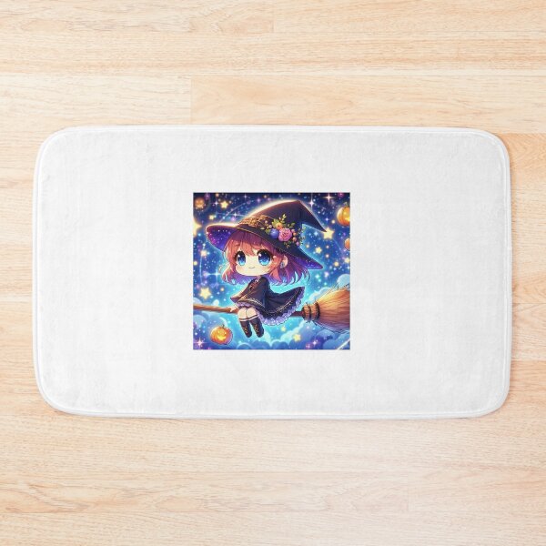Item preview, Cute Chibi Witch on Broom – Kawaii Halloween Magic Night Illustration designed and sold by shopwithcare.