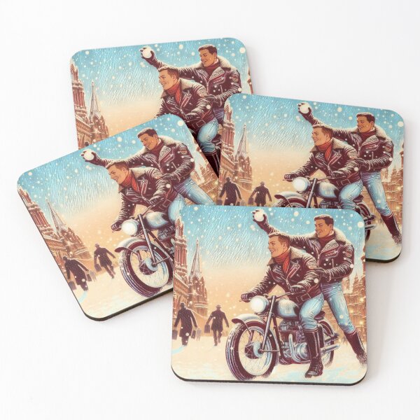 Item preview, 1940s Gay Vintage Christmas Boys Just Wanna Have Fun Leather Bikers Tom of Finland Tribute Pride Graphic Design designed and sold by ItsAKinkThing.