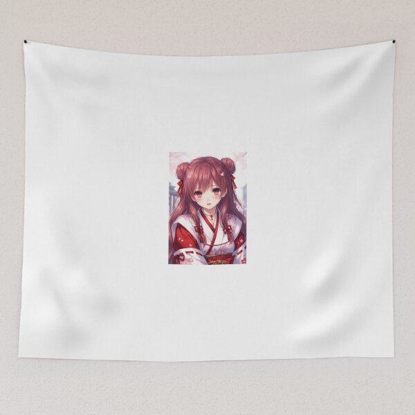 Item preview, Beautiful Anime Miko Girl Portrait | Red Kimono Cherry Blossom Waifu designed and sold by iloveanimechibi.