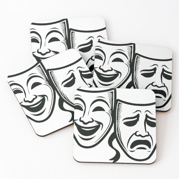 Artikelvorschau, Theatermasken: Komödien- und Tragödien-Silhouetten für Drama, Performance und Kunst entworfen und verkauft von Bure-NS.