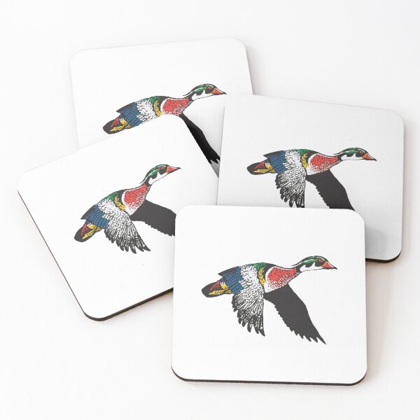Artikelvorschau, Illustration einer fliegenden Waldente im Vintage-Stil entworfen und verkauft von TeeARTHY.