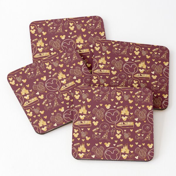 Item preview, Golden Holiday Theme Park Icons Pattern Festive Maroon & Gold Christmas Design designed and sold by annebmeadows.