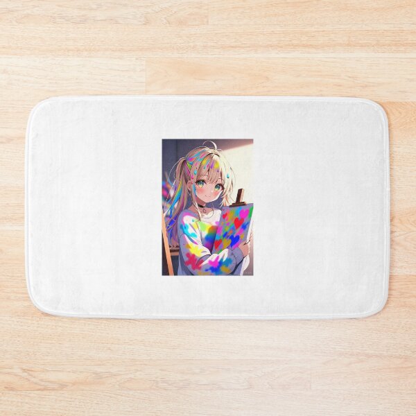 Item preview, Cute Anime Artist Girl with Rainbow Paint | Creative Pastel Waifu designed and sold by iloveanimechibi.