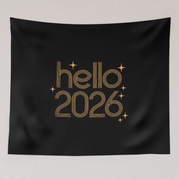 Item preview, Hello 2026 Minimalist Gold Line Typography Design designed and sold by EM&Maker.