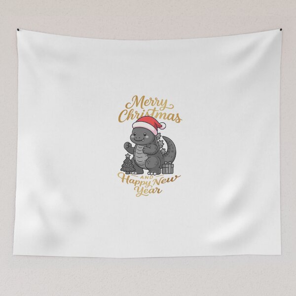 Item preview, gold godzilla cute monster merry christmas illustration designed and sold by sabartgunpla.