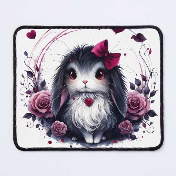 Item preview, Fluffy Gothic Bunny Heart-Eyed Soft Watercolor Whirl designed and sold by RubisLeaf.