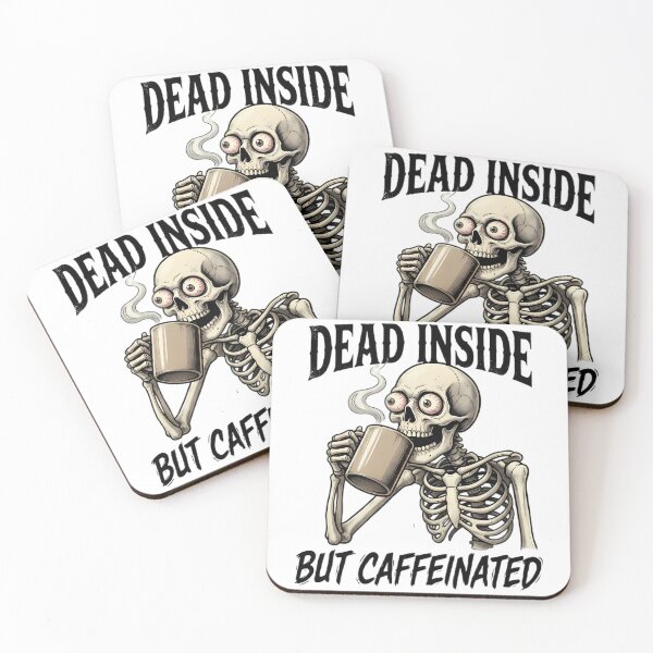 Item preview, Dead Inside But Caffeinated - Funny Skeleton Coffee Lover designed and sold by TobaGallery868.