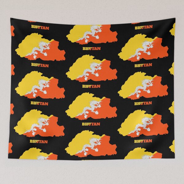 Item preview, BHUTAN Flag map design designed and sold by BasbiArt.