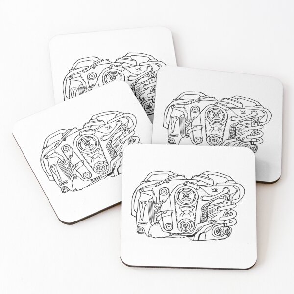 Item preview, Mechanical Engine Line Art Drawing – Hand-Drawn Automotive Illustration designed and sold by TorqueThread.