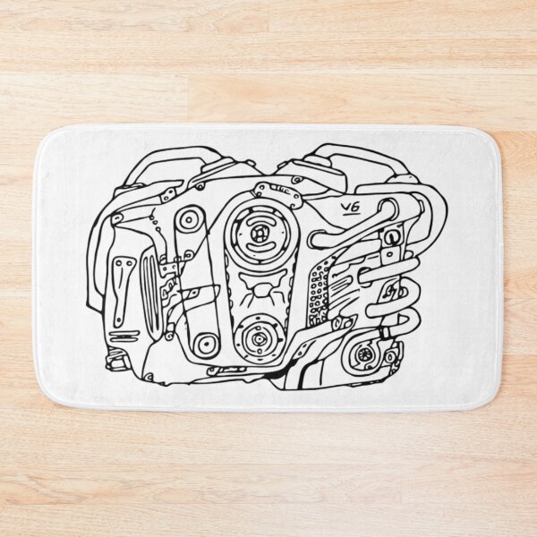 Item preview, Mechanical Engine Line Art Drawing – Hand-Drawn Automotive Illustration designed and sold by TorqueThread.