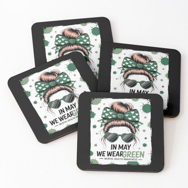 Item preview, In May We Wear Green Mental Health Awareness Month Messy Bun designed and sold by MeowtivationP.
