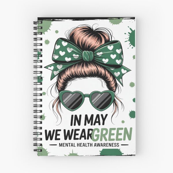 Item preview, In May We Wear Green Mental Health Awareness Month Messy Bun designed and sold by MeowtivationP.