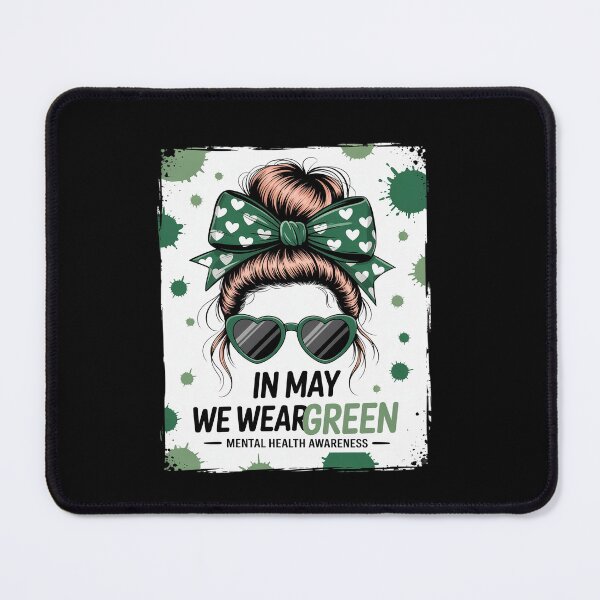Item preview, In May We Wear Green Mental Health Awareness Month Messy Bun designed and sold by MeowtivationP.