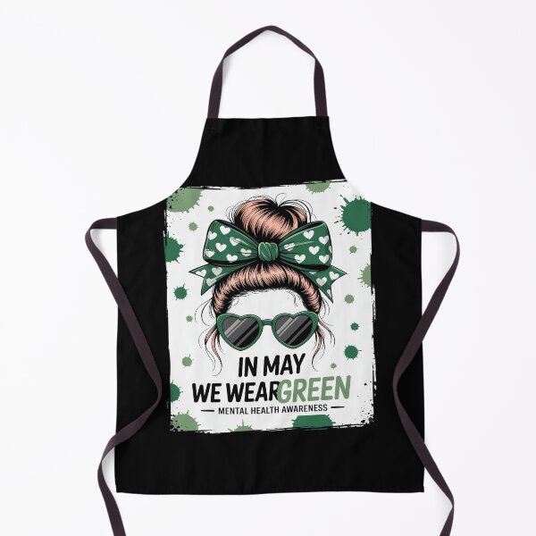 Item preview, In May We Wear Green Mental Health Awareness Month Messy Bun designed and sold by MeowtivationP.