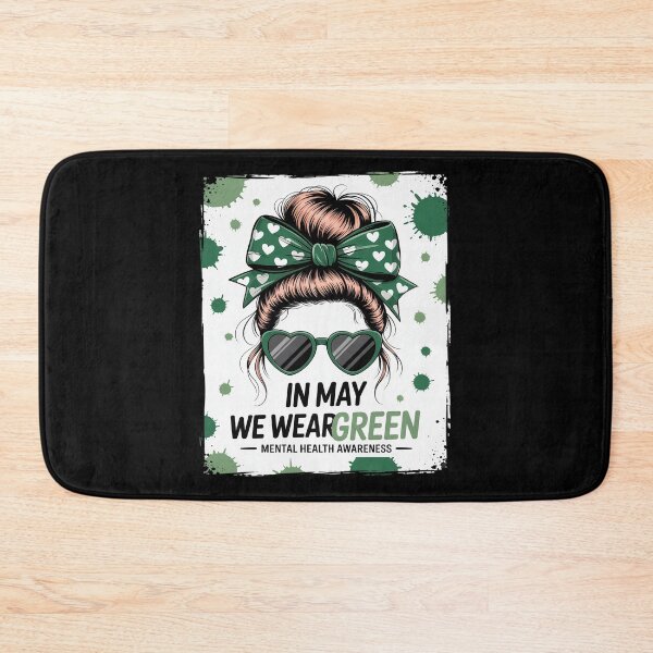 Item preview, In May We Wear Green Mental Health Awareness Month Messy Bun designed and sold by MeowtivationP.