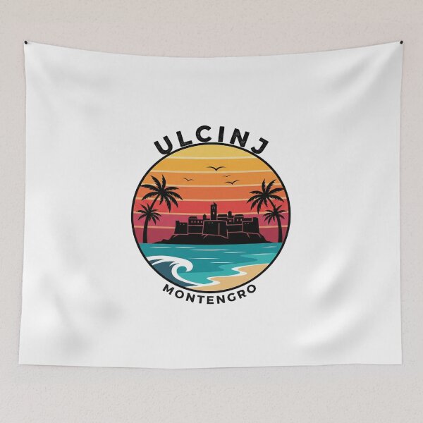 Item preview, Ulcinj Montenegro Travel Art – Vintage Coastal Poster, Adriatic Beach Illustration, Montenegro Tourism Gift designed and sold by Lunafy Design.