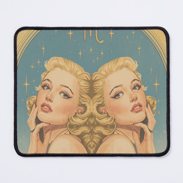 Item preview, Vintage 1940s Twin Pin-Up – Blonde Gemini Bombshells in Pastel Cosmic Style | Retro Art Deco Illustration designed and sold by MissSaylor.