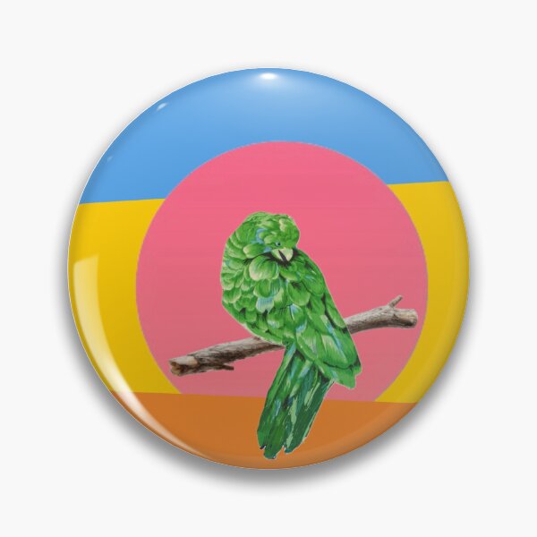 Item preview, Green Parrot on a Branch Horizon Orange Sun Decal designed and sold by Licorice Moon.