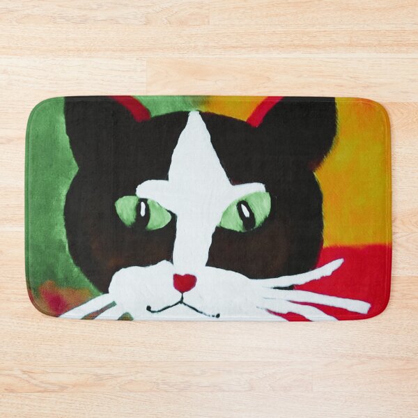 Item preview, Black and white tuxedo cat portrait painting designed and sold by MaPerle.