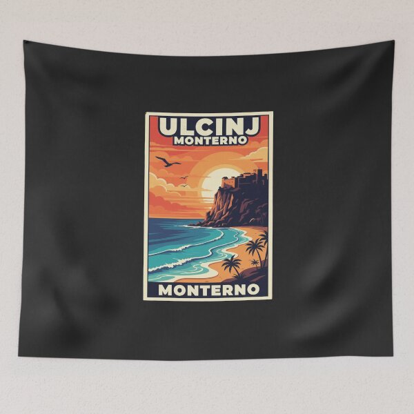 Item preview, Ulcinj Montenegro Travel Art – Vintage Coastal Poster, Adriatic Beach Illustration, Montenegro Tourism Gift designed and sold by Lunafy Design.