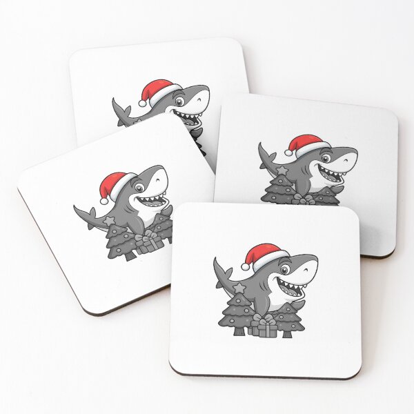 Item preview, black white shark cute merry christmas animal designed and sold by sabartgunpla.