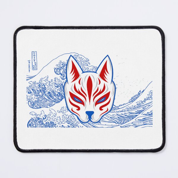 Item preview, Kitsune mask in front of the great wave designed and sold by shannon-wagner.