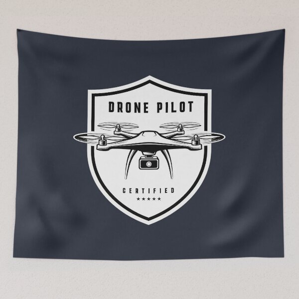 Item preview, Monochrome Certified Drone Pilot Shield Badge designed and sold by KiwiRider.