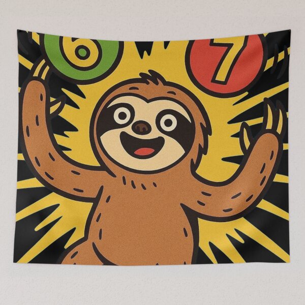 Item preview, 67 - Six Seven - Sloth juggling 6 and 7 - Meme - 9216x9216 designed and sold by darky72.